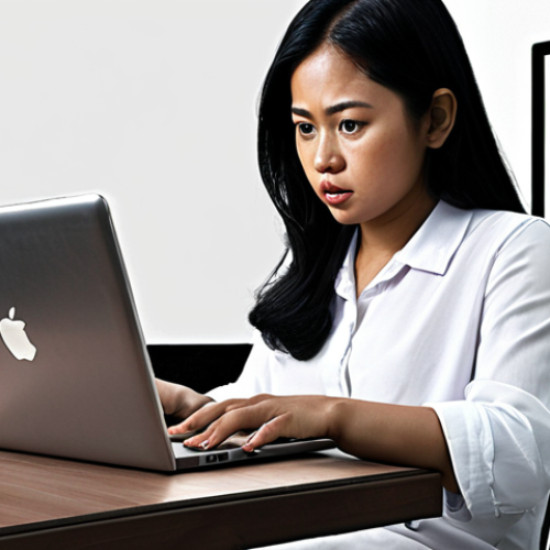 Home 11 **A Malaysian woman carefully evaluating a news article on her laptop, surrounded by multiple open browser tabs displaying various news sources. Focus on the skeptical expression and the abundance of information sources. Incorporate elements of a modern Malaysian home setting.**